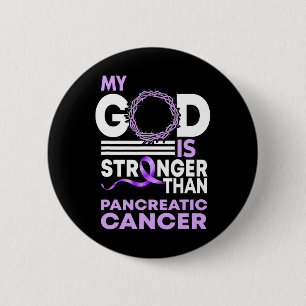 Mijn God is sterker dan pancreaskankerwaarschuwing Ronde Button 5,7 Cm