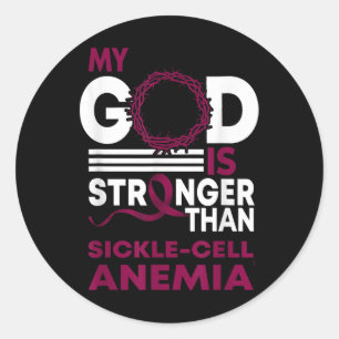 Mijn God is sterker dan sikkelcelanemie Awarene Ronde Sticker