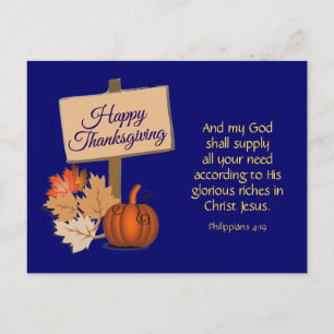 Mijn God zal leveren Christelijke HAPPY THANKSGI Feestdagenkaart