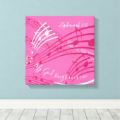Mijn God Zingt Over Mij Zefanja 3:17 ROZE Muziek Canvas Afdruk (Insitu (Houten vloer))