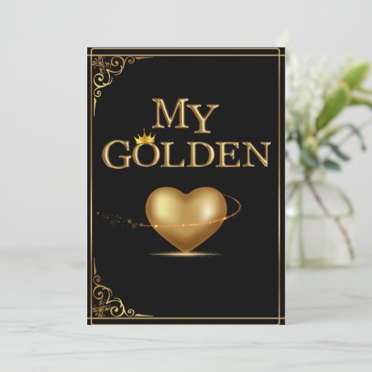 Mijn gouden hart Valentijnsdag Kaart ontwerp (Staand voorkant)