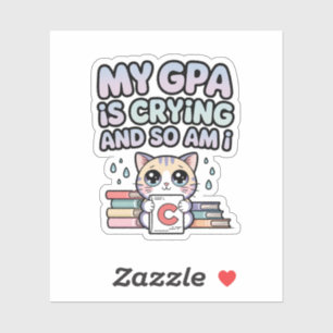Mijn GPA huilt en ik ook – Kawaii Kat Student Sticker