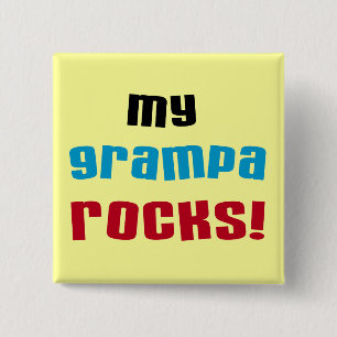 Mijn Grampa Rocks T shirten en geschenken Vierkante Button 5,1 Cm