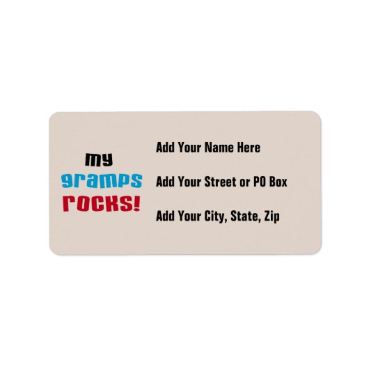Mijn Gramps Rocks T-shirts en cadeautjes Etiket (Voorkant)