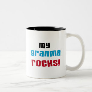 Mijn Granma Rocks T shirten en geschenken Tweekleurige Koffiemok