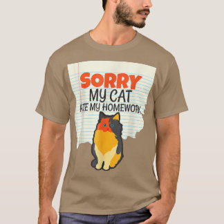 Mijn grappige kat at at mijn huiswerk Kinder op, l T-shirt