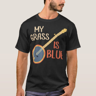 Mijn gras is Blue Bluegrass Music Banjo Player T-shirt