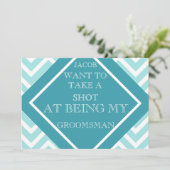 Mijn Groomsman Aqua Blue Zigzag Pattern Kaart (Staand voorkant)