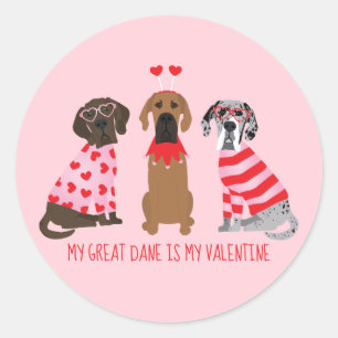 Mijn grote Deen is mijn Valentijn Ronde Sticker