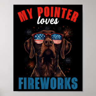 Mijn GSP houdt van vuurwerk 4 juli Patriotic Dog L Poster