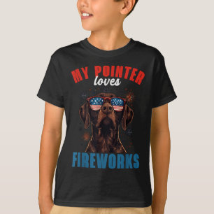 Mijn GSP houdt van vuurwerk 4 juli Patriotic Dog L T-shirt
