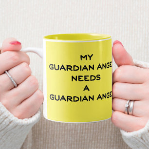 Mijn Guardian Angel heeft een Guardian Angel nodig Tweekleurige Koffiemok
