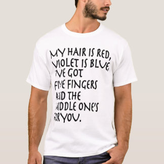 mijn haar is rood violet en blauw met vijf vingers t-shirt