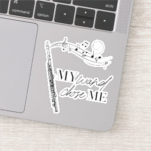 Mijn hand verkoos me Flute Black & White Quote Sticker