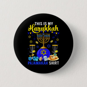 Mijn Hanukkah Pyjamashirt Disc Golf Speler Joods M Ronde Button 5,7 Cm