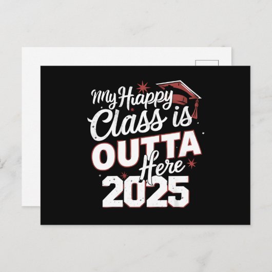 Mijn Happy Class is hier uit 2025 senior Afstudere Briefkaart (Voorkant / Achterkant)
