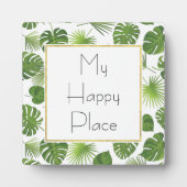 Mijn Happy Place Green Tropical Leaves Pattern Fotoplaat (Voorkant)