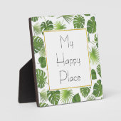 Mijn Happy Place Green Tropical Leaves Pattern Fotoplaat (Voorkant)
