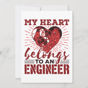 Mijn hart behoort toe aan een ingenieur vrouw vrie feestdagenkaart
