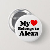 Mijn hart behoort tot Alexa Ronde Button 5,7 Cm (Voorkant /achterkant)