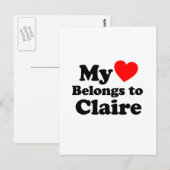 Mijn hart behoort tot Claire Briefkaart (Voorkant / Achterkant)