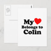 Mijn hart behoort tot Colin Briefkaart (Voorkant / Achterkant)