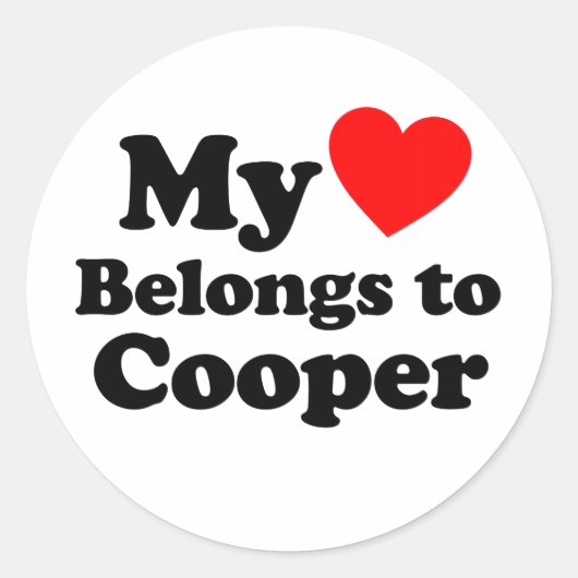 Mijn hart behoort tot Cooper Ronde Sticker (Voorkant)
