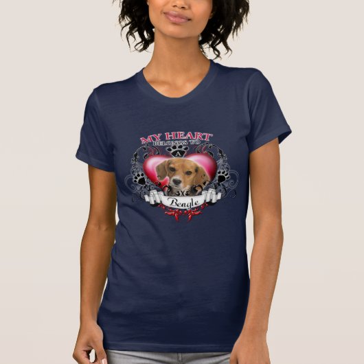 Mijn hart behoort tot een beagle t-shirt (Voorkant)