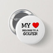 Mijn hart behoort tot een GOLFER Ronde Button 5,7 Cm (Voorkant /achterkant)