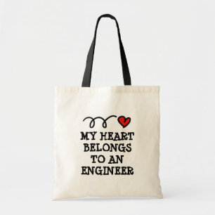 Mijn hart behoort tot een ingenieur schattig canva tote bag