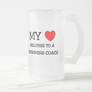 Mijn hart behoort tot een SWIMMING COACH Matglas Bierpul