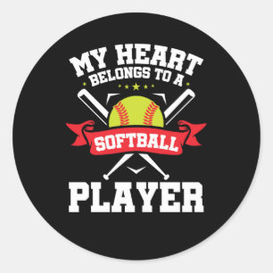 Mijn hart behoort tot een vriend van een Softball Ronde Sticker