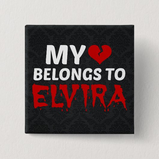 Mijn hart behoort tot Elvira Vierkante Button 5,1 Cm (Voorkant)