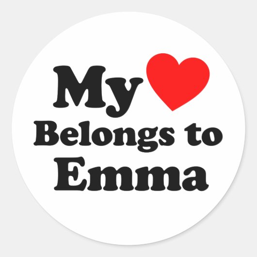 Mijn hart behoort tot Emma Ronde Sticker (Voorkant)