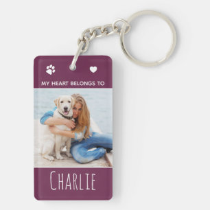 Mijn hart behoort tot magenta foto Dog Mam Sleutelhanger