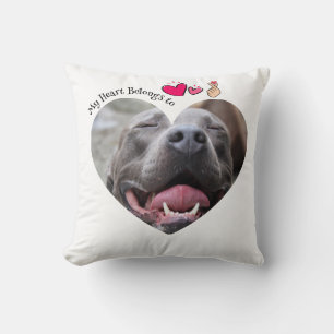 Mijn hart behoort tot Pitbull hond aangepaste foto Kussen