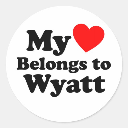 Mijn hart behoort tot Wyatt Ronde Sticker (Voorkant)
