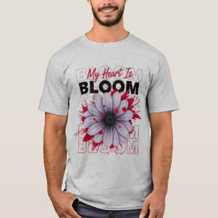 Mijn hart bloeit Kwegerig bloemenprint Bloedige ma T-shirt
