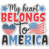 Mijn hart hoort bij Amerika - Patriottische Liefde Sticker (Voorkant)