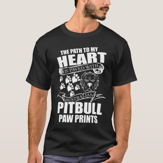 Mijn hart is geplaveid met Aus Pitbull Paw prints  T-shirt (Voorkant)