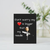 Mijn hart is groter dan mijn naald briefkaart (Staand voorkant)