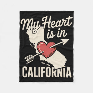 Mijn hart is in Californië Schattig California sta Fleece Deken