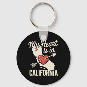 Mijn hart is in Californië Schattig Californië sta Sleutelhanger