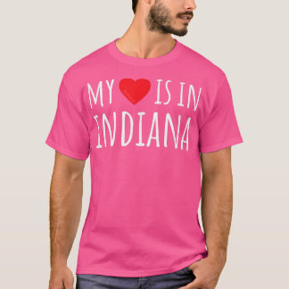 MIJN HART IS IN INDIANA Cute American State T-shirt