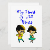Mijn hart is jullie Valentijn van overdekte parasa Aankondiging (Voorkant / Achterkant)