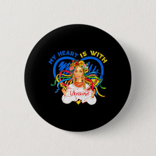 Mijn hart is met Oekraïne Bid voor Oekraïne Vrouw Ronde Button 5,7 Cm