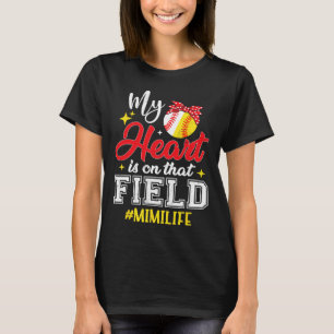 Mijn hart is op dat Softbyll Bysebyll Mimi veld T-shirt