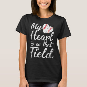 Mijn hart is op dat veld honkbal softbal mam gi t-shirt