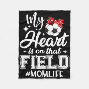 Mijn hart is op dat voetbalveld Soccer mama Moeder Fleece Deken