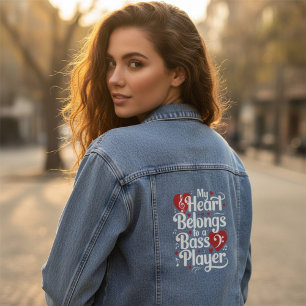 Mijn hart is van een bassist Funny Musicus Denim Jacket